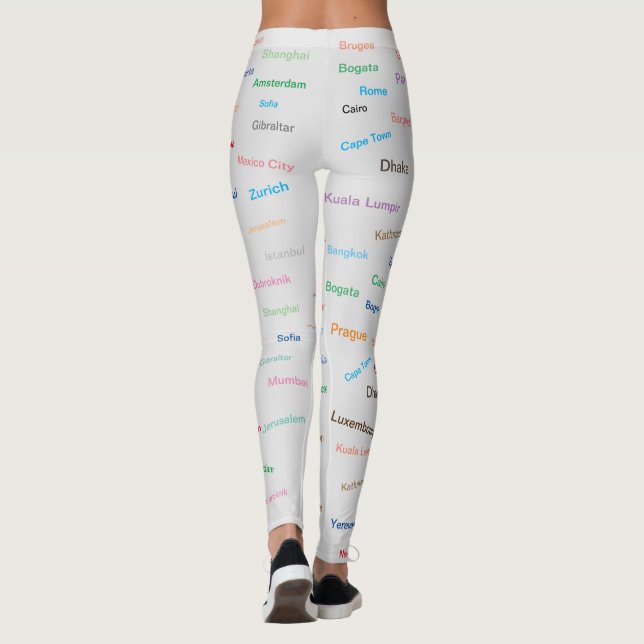 Leggings Ville graphique du monde sur gris-clair (Dos)