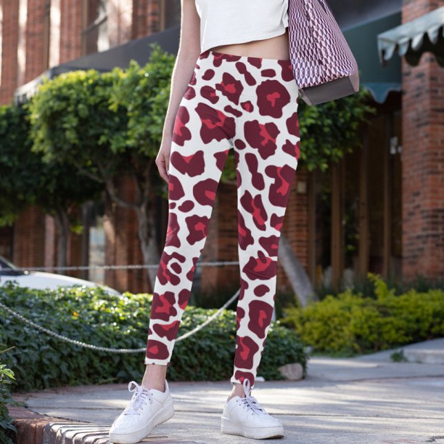 Leggings Vin Motif léopard rouge (Créateur téléchargé)