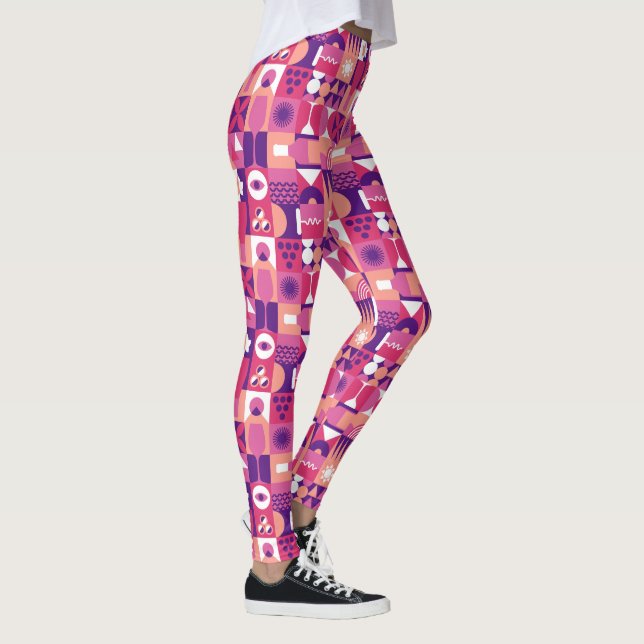 Leggings Vin rose violet rétro Bauhaus Motif (Droite)