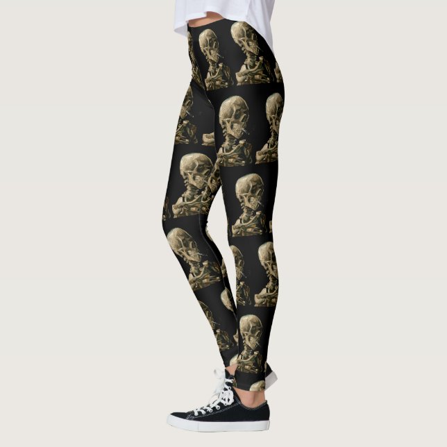 Leggings Vincent van Gogh - Crâne avec cigarette brûlante (Gauche)
