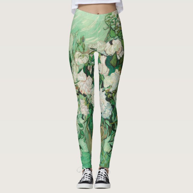Leggings Vincent van Gogh Vase avec Rose Roses GalleryHD (Devant)