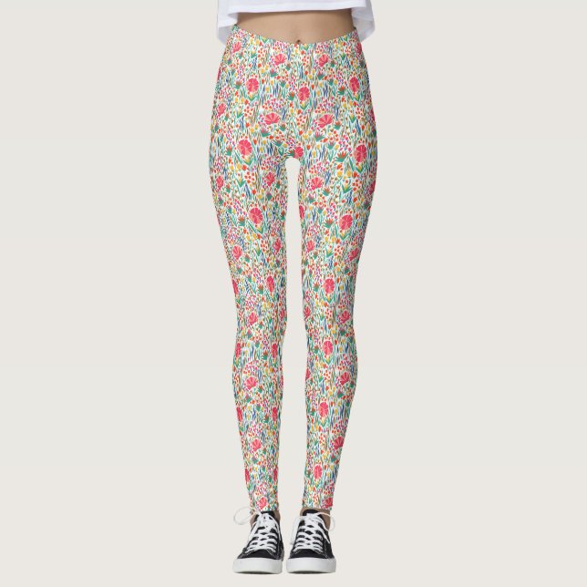 Leggings Vingtage Fleurs sauvages d'été (Devant)