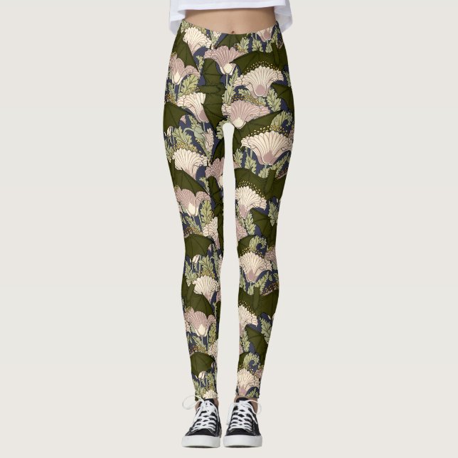 Leggings Vintage Art Nouveau Chauves-Bats Et Populations Mo (Devant)