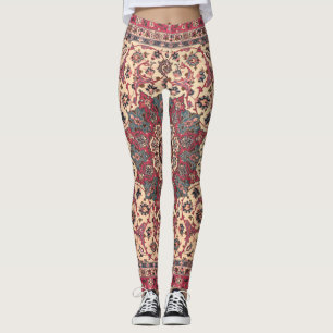 Leggings Vintage Floral Perse Motif de tapis