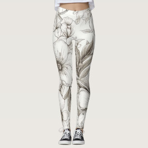 Leggings Vintage Floral Sepia Motif (11)