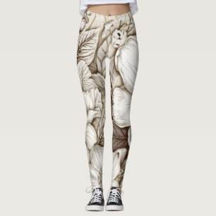 Leggings Vintage Floral Sepia Motif (15)