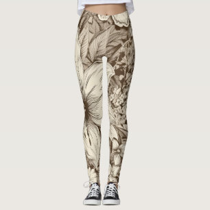 Leggings Vintage Floral Sepia Motif (3)