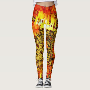 Leggings Vintage Gold Fire Abstrait