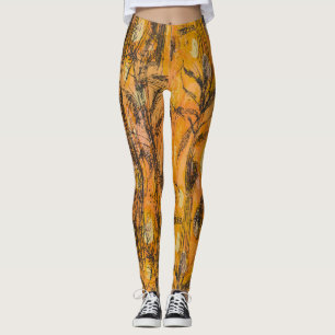 Leggings Vintage Golden Harvest Textile Motif
