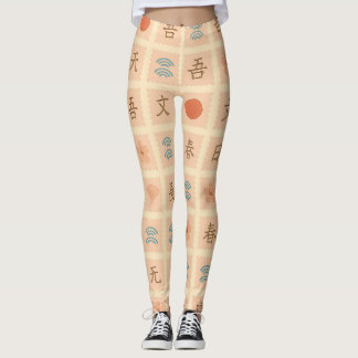 Leggings Vintage Japanese Stamp Pattern 