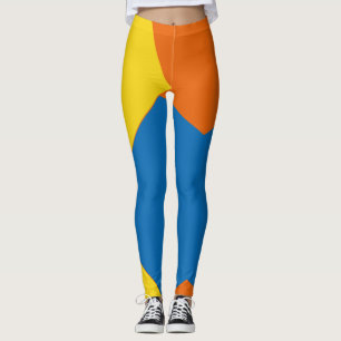 Leggings vintage jaune Bleu Abstrait Bloc de couleur orange