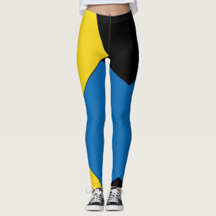 Leggings vintage jaune et bleu Abstrait Bloc de couleur noi