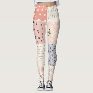 Leggings Vintage Motif de Patchwork Floral - Pastel (10)