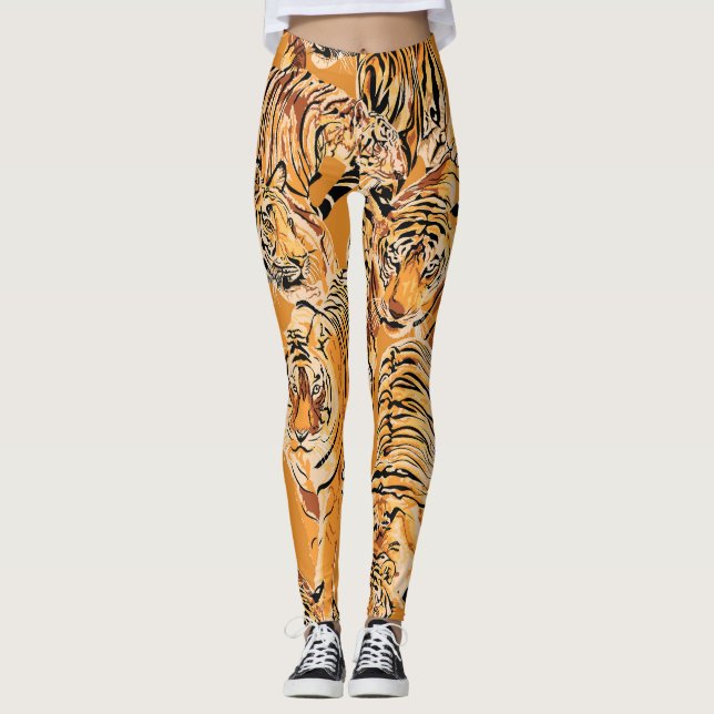 Leggings Vintage Tiger Safari Motif de la faune (Devant)