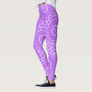Leggings Violet dynamique Mandala Kaleidoscope Motif
