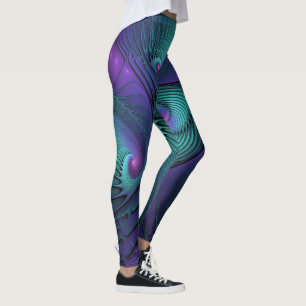 Leggings Violet rencontre Turquoise moderne art fractal abs