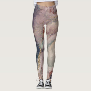 Leggings Violet Rose Douce Galaxie Cosmique Pailletée Aquar