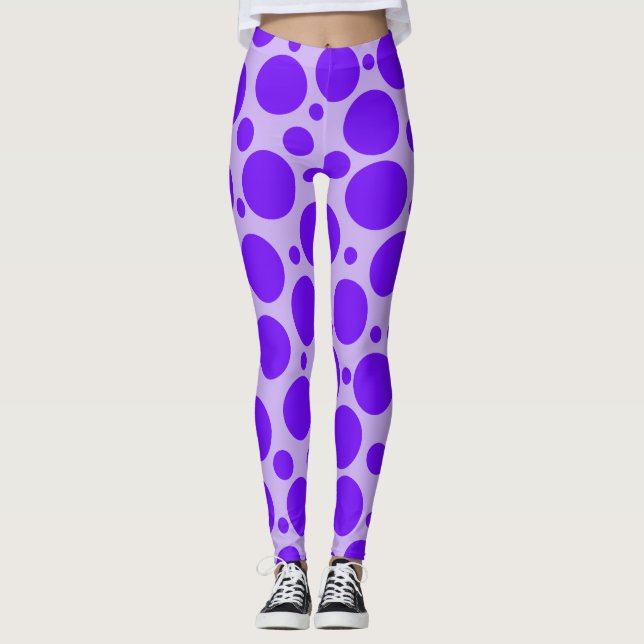 Leggings Violet sur les pattes de point de Polka violet (Devant)