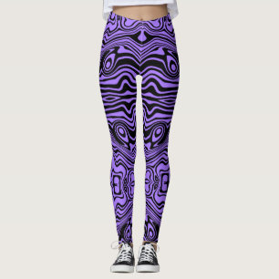 Leggings violets noirs à bande ondulée ou choisir