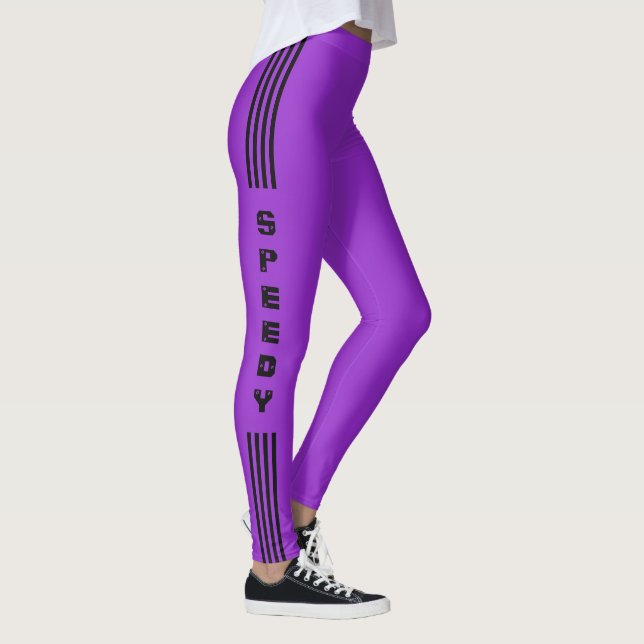Leggings violets sport avec des couleurs et du tex (Droite)