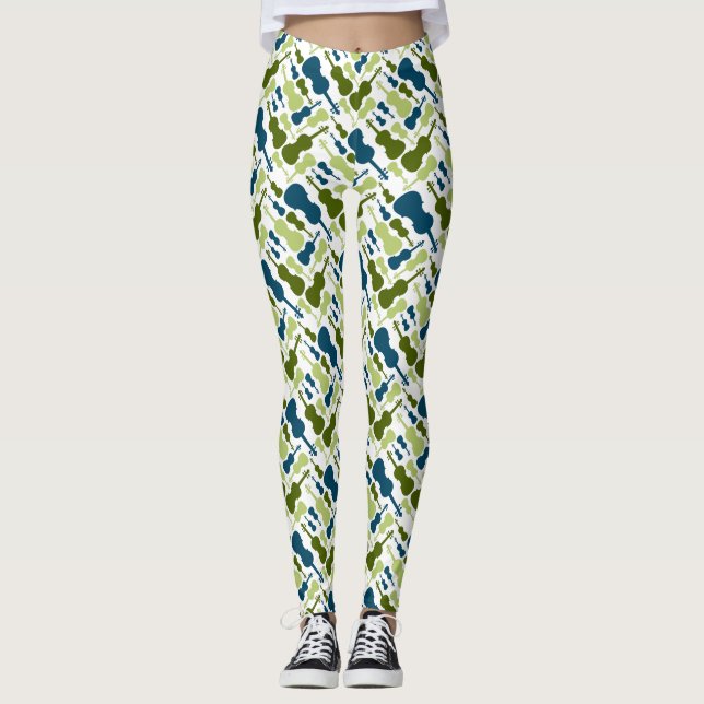 Leggings Violons bleus et verts (Devant)