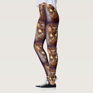 Leggings visage de chat noir