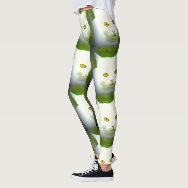 Leggings visages blancs de chat (Gauche)