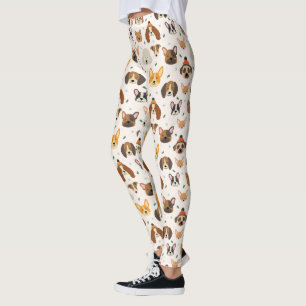 Leggings Visages de chiens en hiver Casquette Motif de vaca