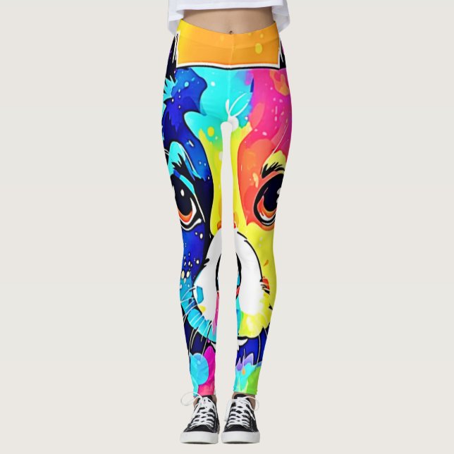 Leggings Vivid Vibes de marionnettes Design d'art (Devant)