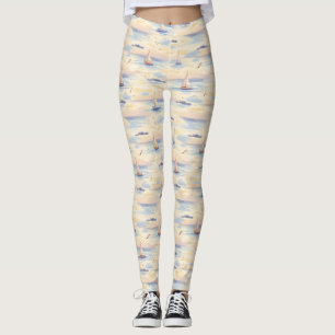 Leggings Voiliers de rêve Motif aquarelle océan (2)