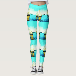 Leggings voiliers sur le bleu