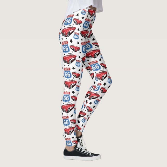 Leggings Voiture de sport classique rouge C1 1961 Route 66 (Droite)