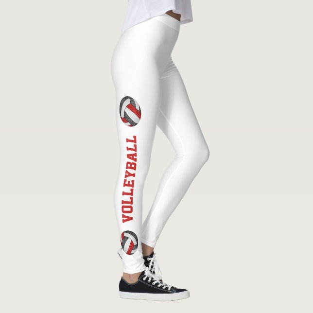 Leggings volleyball rouge noir avec texto jambe volleyball (Droite)