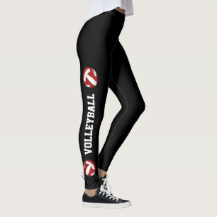Leggings volleyballs rouge blanc texter jambe filles