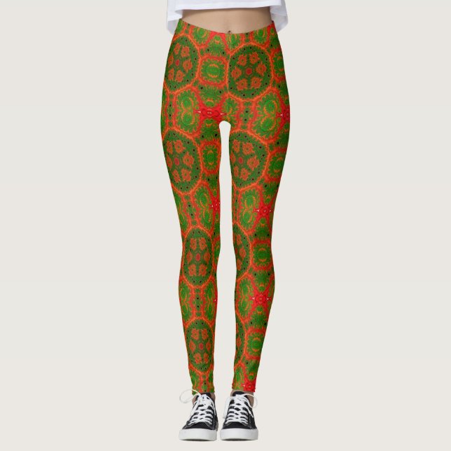 Leggings von Orange und Green Kaleidoscope (Vorderseite)