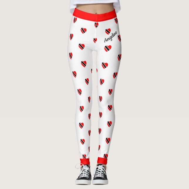 Leggings (Votre nom) Coeurs d'indicateur Trinidad sur (Votr (Devant)