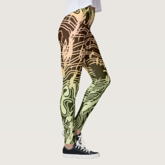 Leggings Warm Gradient Topographic Contour Map