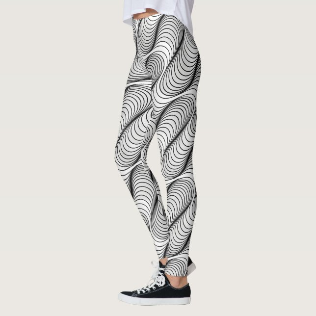 Leggings Wavy Optical Illusion Pattern | Seamless Abstract  (Gauche)