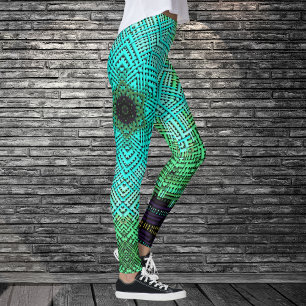 Leggings Weaver Mandala bleu et vert