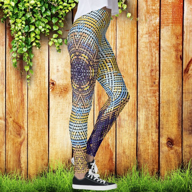 Leggings Weer Mandala bleu et jaune (Créateur téléchargé)