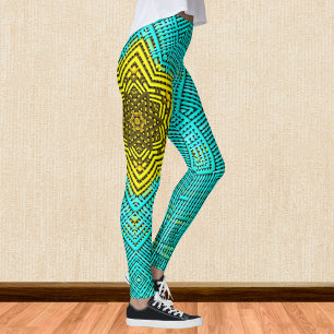 Leggings Weer Mandala bleu et jaune