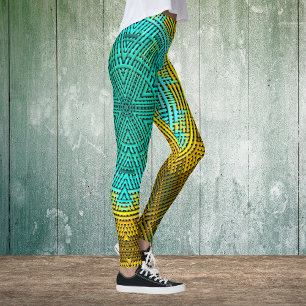 Leggings Weer Mandala bleu et jaune