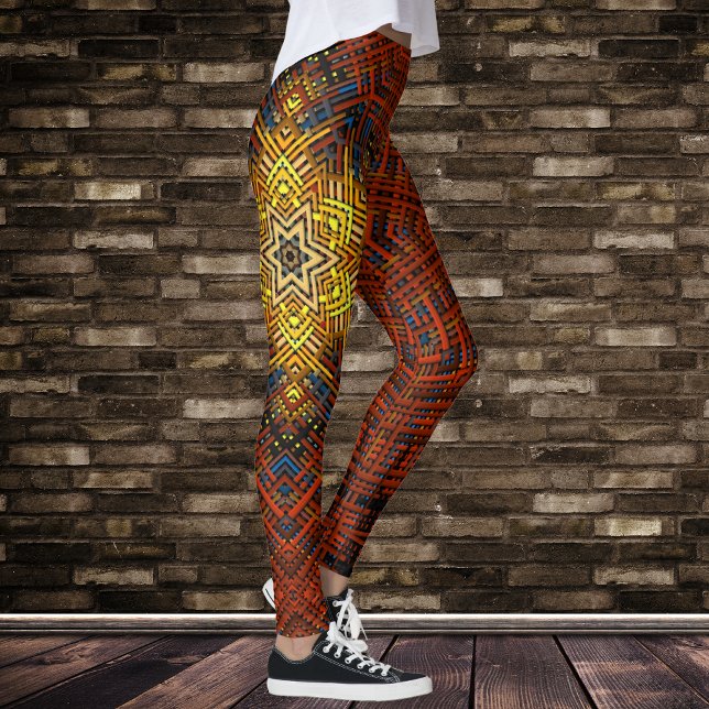 Leggings Weer Mandala orange jaune et bleu (Créateur téléchargé)