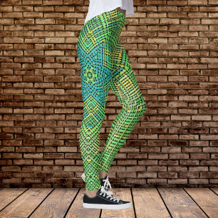 Leggings Weer Mandala vert jaune et bleu