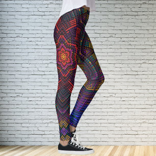 Leggings Weer Mandala violet jaune rouge et bleu