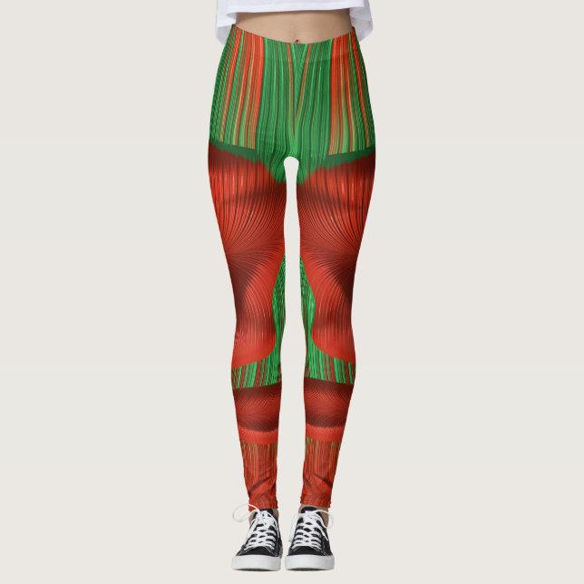 Leggings ~ Weihnachten Rot und Grün (Vorderseite)