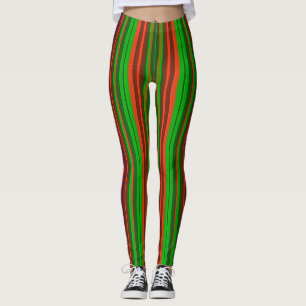 Leggings ~Weihnachtsschattierungen gestreift ~