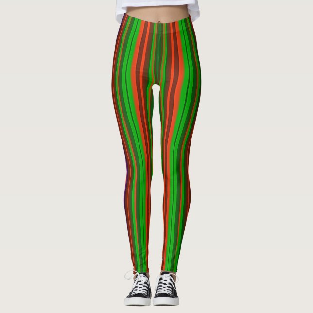 Leggings ~Weihnachtsschattierungen gestreift ~ (Vorderseite)