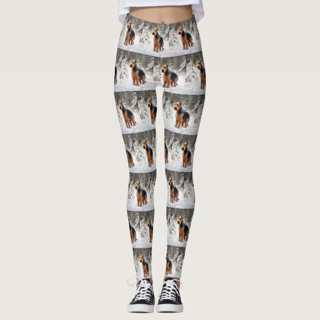 Leggings Welsh Terrier Laisser Neige Noël (Devant)
