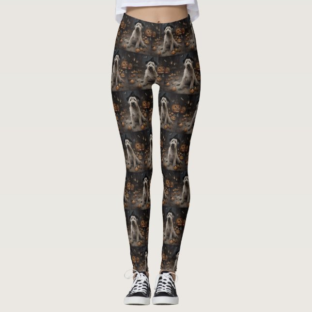 Leggings Wheaten Terrier Citrouille Halloween effroi (Devant)